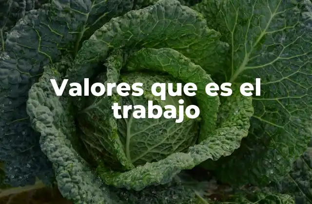 Valores que es el Trabajo