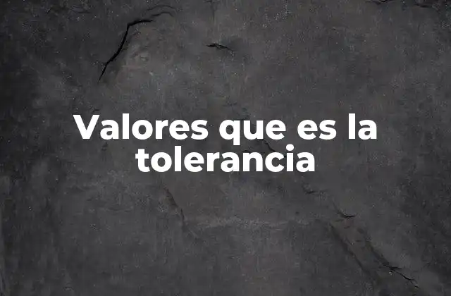 Valores que es la Tolerancia