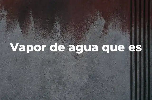 Vapor de Agua que es