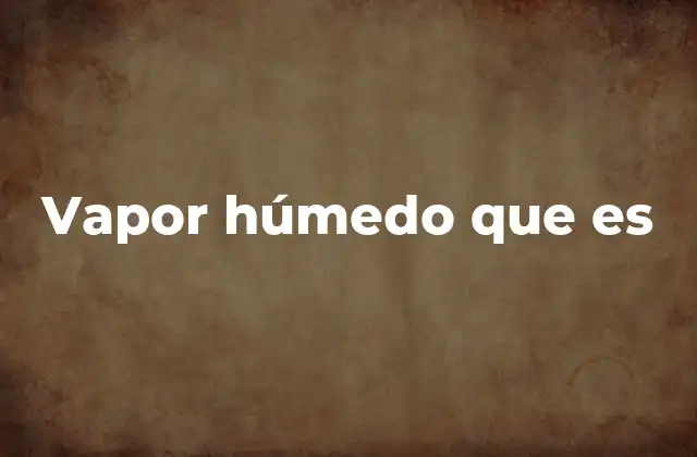 Vapor Húmedo que es