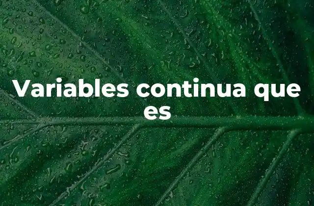 Variables Continua que es