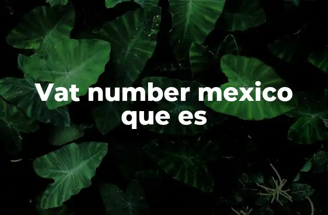 Vat Number Mexico que es