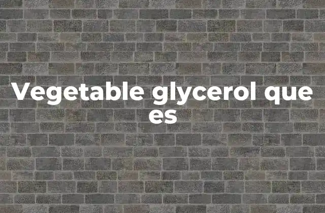 Vegetable Glycerol que es