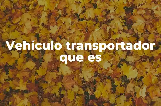 Vehículo Transportador que es