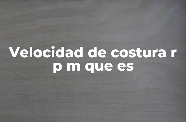 Velocidad de Costura R P M que es