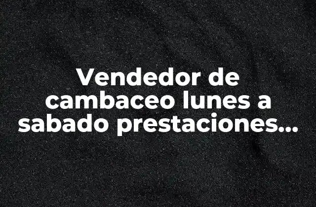 Vendedor de Cambaceo Lunes a Sabado Prestaciones Superiore que es