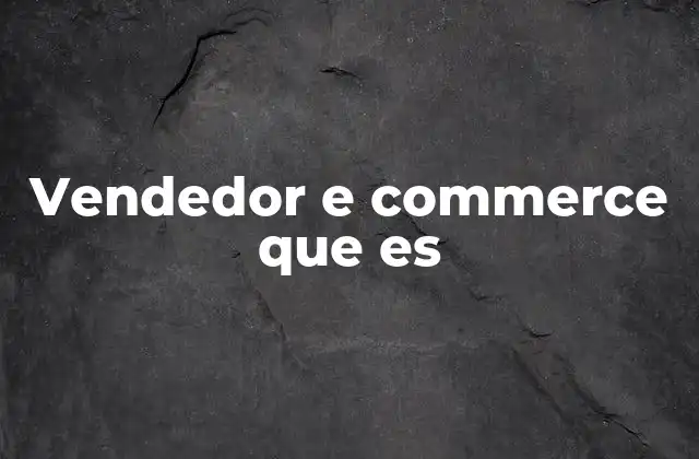 Vendedor e Commerce que es