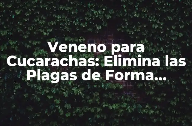 Veneno para Cucarachas: Elimina las Plagas de Forma Efectiva
