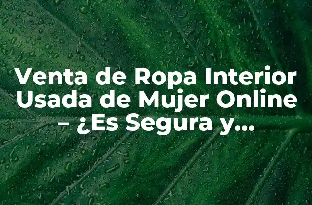 Venta de Ropa Interior Usada de Mujer Online – ¿es Segura y Rentable?