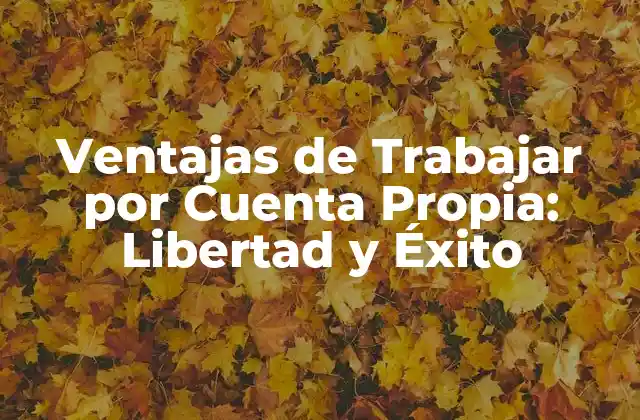 Ventajas de Trabajar por Cuenta Propia: Libertad y Éxito