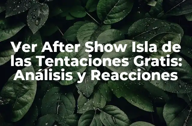 Ver After Show Isla de las Tentaciones Gratis: Análisis y Reacciones
