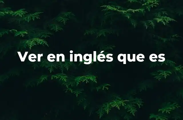 Ver en Inglés que es