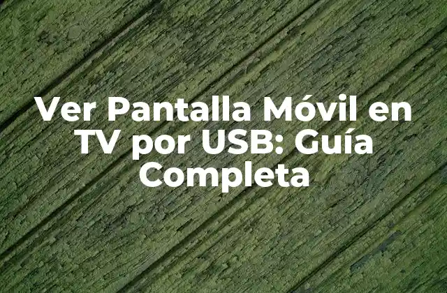 Ver Pantalla Móvil en Tv por Usb: Guía Completa