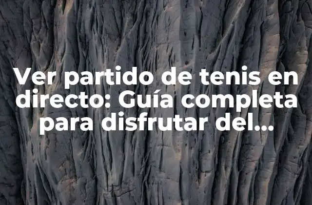 Ver Partido de Tenis en Directo: Guía Completa para Disfrutar Del Mejor Tenis en Vivo