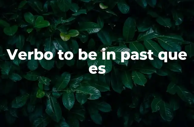 Verbo To Be In Past que es