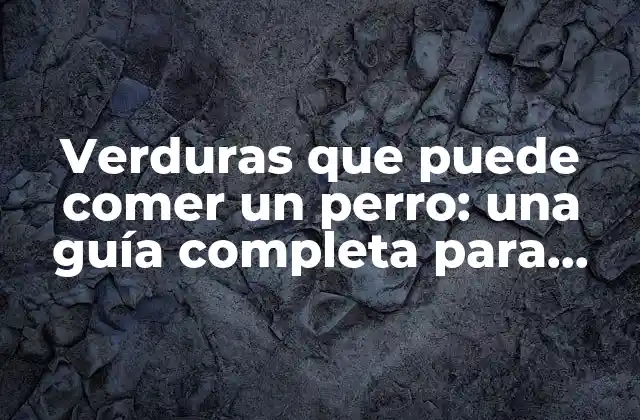 Verduras que Puede Comer un Perro: una Guía Completa para Dueños de Perros