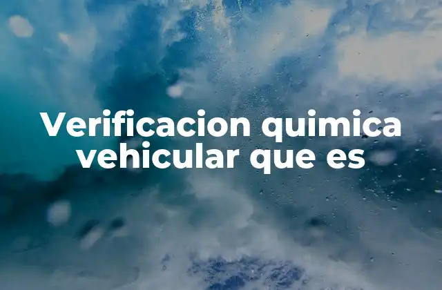 Verificacion Quimica Vehicular que es