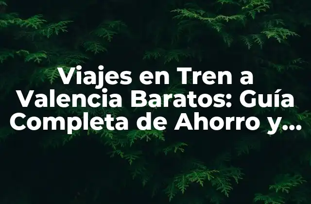 Viajes en Tren a Valencia Baratos: Guía Completa de Ahorro y Confort