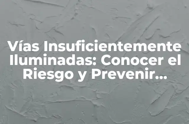 Vías Insuficientemente Iluminadas: Conocer el Riesgo y Prevenir Accidentes 2 Definición y Criterios de una Vía Insuficientemente Iluminada