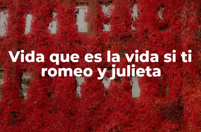 Vida que es la Vida Si Ti Romeo y Julieta