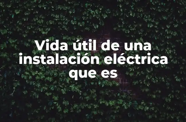 Vida Útil de una Instalación Eléctrica que es
