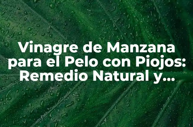 Vinagre de Manzana para el Pelo con Piojos: Remedio Natural y Efectivo