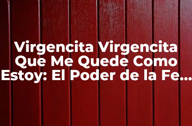 Virgencita Virgencita que Me Quede como Estoy: el Poder de la Fe y la Devoción