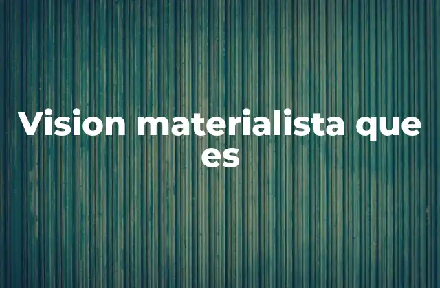 Vision Materialista que es