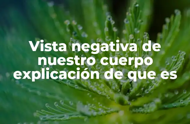 Vista Negativa de Nuestro Cuerpo Explicación de que es