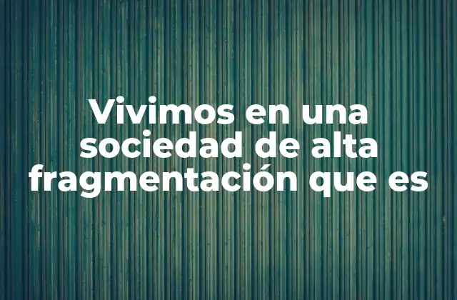 Vivimos en una Sociedad de Alta Fragmentación que es