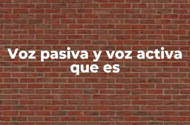 Voz Pasiva y Voz Activa que es