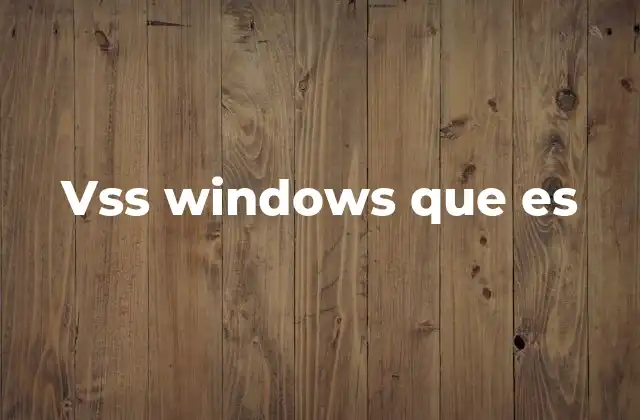 Vss Windows que es