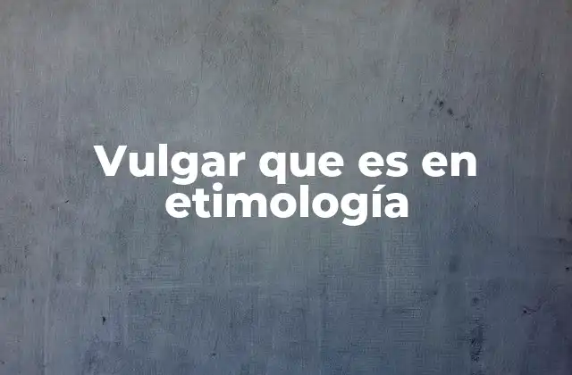 Vulgar que es en Etimología