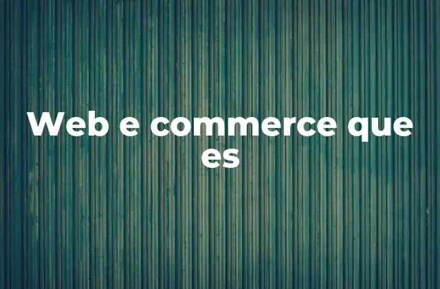 Web e Commerce que es