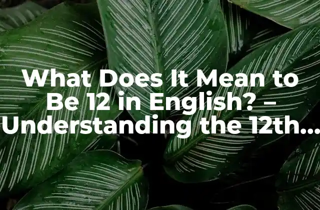 What Does It Mean To Be 12 In English? – Understanding The 12th Grade