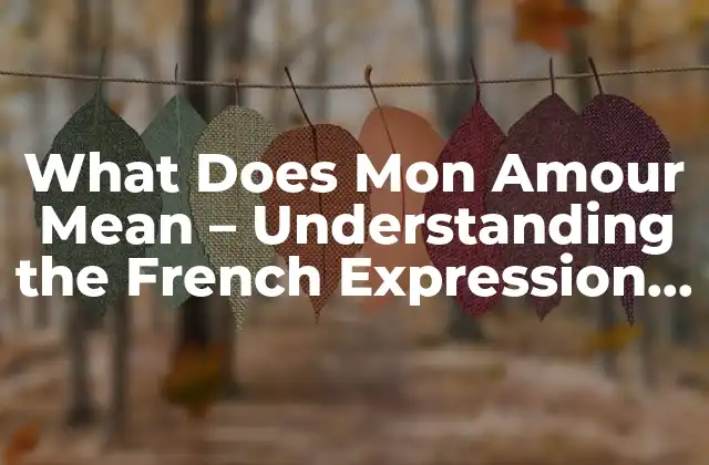 What Does Mon Amour Mean – Understanding The French Expression Of Love