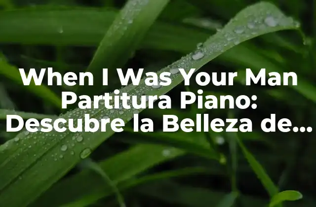 When I Was Your Man Partitura Piano: Descubre la Belleza de Esta Canción de Bruno Mars 2 La Historia detrás de la Canción