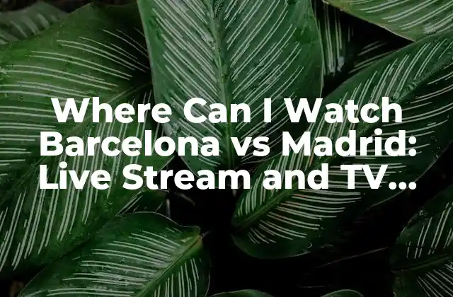 Where Can I Watch Barcelona Vs Madrid: Live Stream And Tv Guide