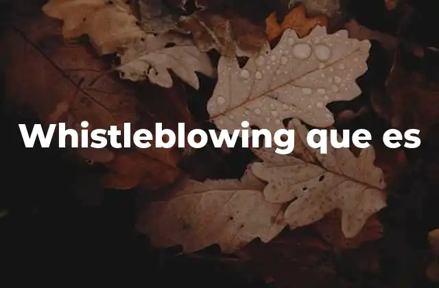 Whistleblowing que es