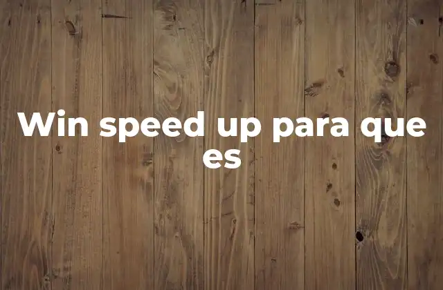 Win Speed Up para que es