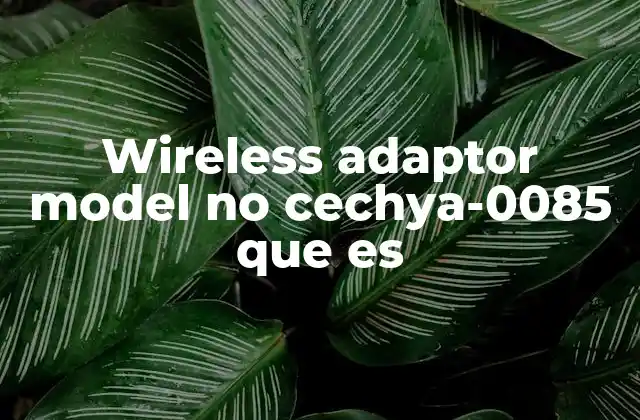 Wireless Adaptor Model No Cechya-0085 que es