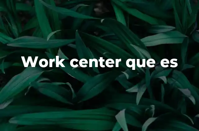 Work Center que es
