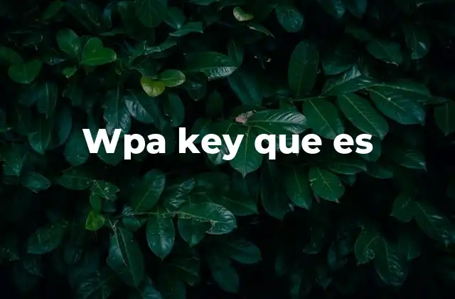 Wpa Key que es