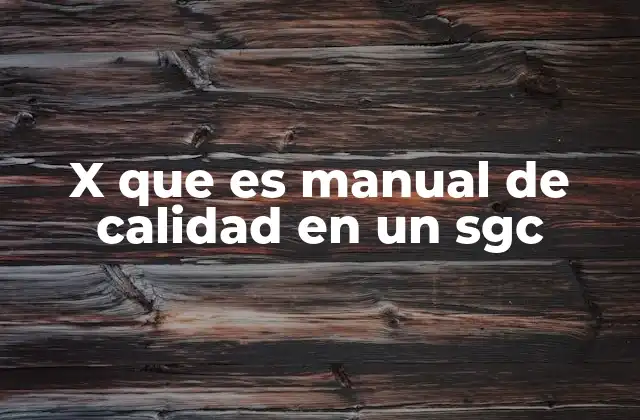 X que es Manual de Calidad en un Sgc