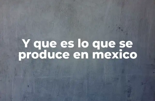 Y que es Lo que Se Produce en Mexico