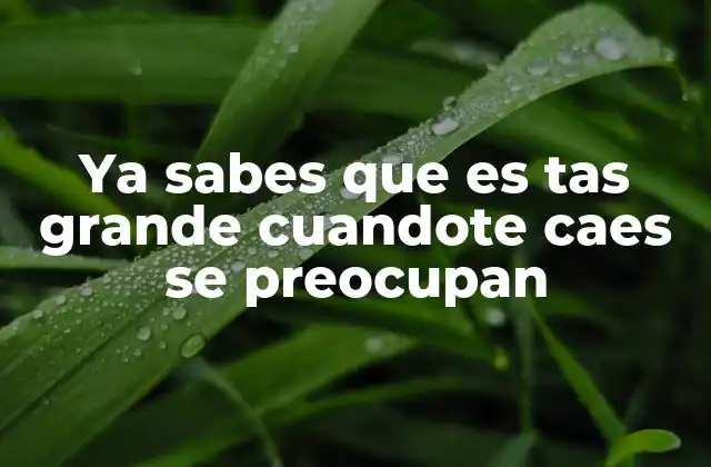 Ya Sabes que es Tas Grande Cuandote Caes Se Preocupan