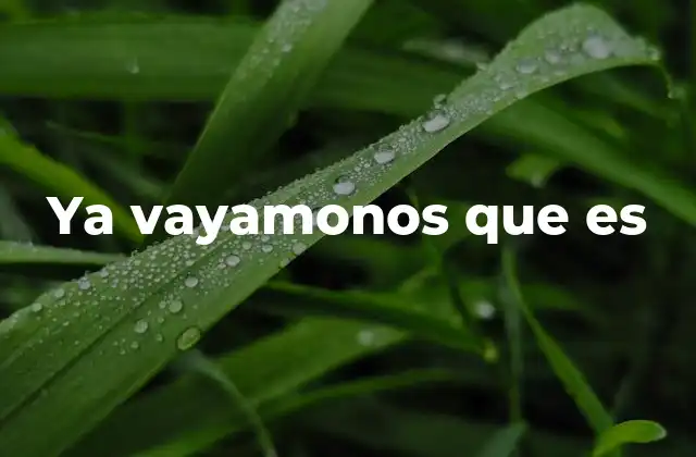 Ya Vayamonos que es