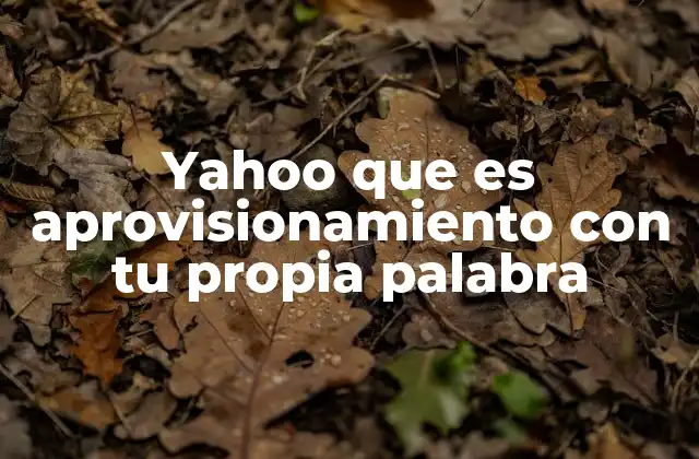 Yahoo que es Aprovisionamiento con Tu Propia Palabra