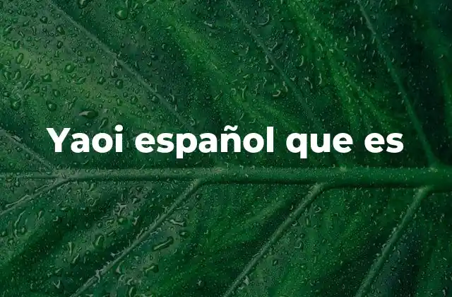 Yaoi Español que es