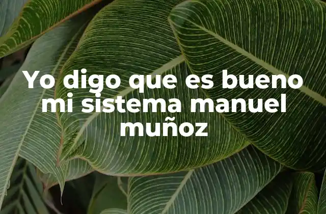 Yo Digo que es Bueno Mi Sistema Manuel Muñoz